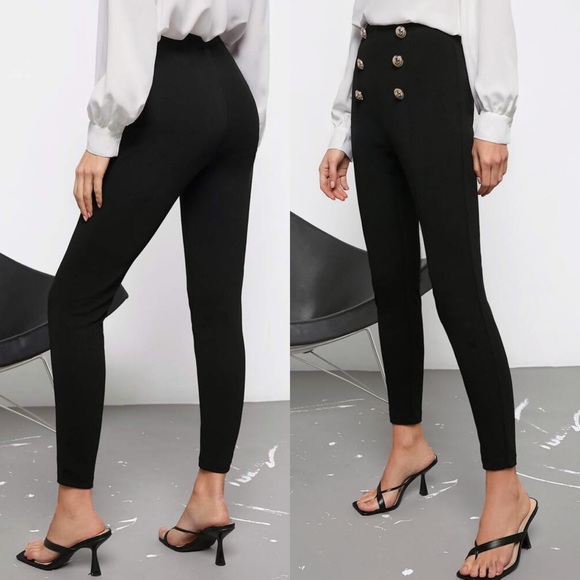 🖤 CLASSIC BLACK HIGH WAIST SKINNY PANTS! - Picture 2 of 6